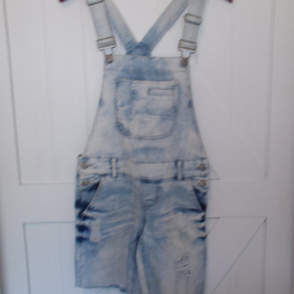 Blue Spice Denim Overalls‎ Jean Shorts Juniors Size 3 Acid Wash